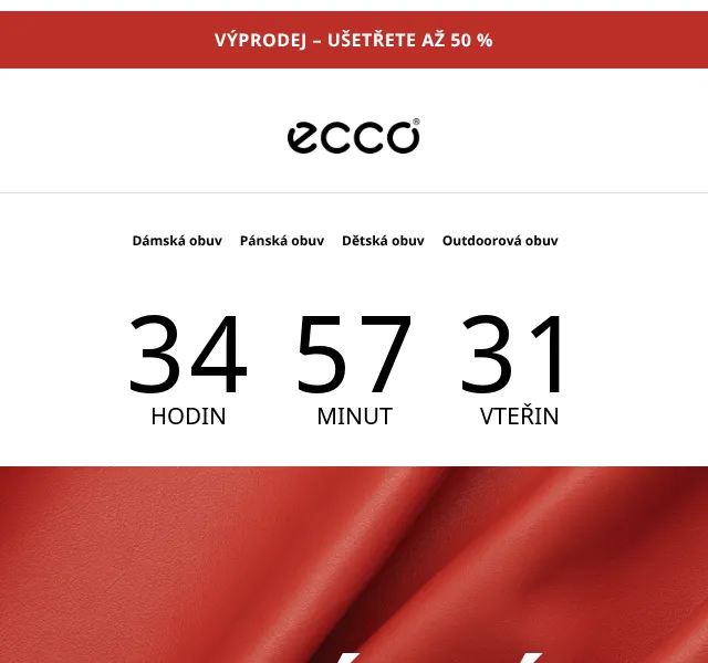 ECCO: slevy až 50 % – srpen 2026