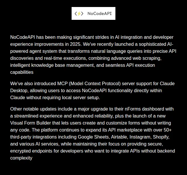 NoCodeAPI Marketing: Nové AI a MCP funkce – červen 2026 | Nuslet.cz