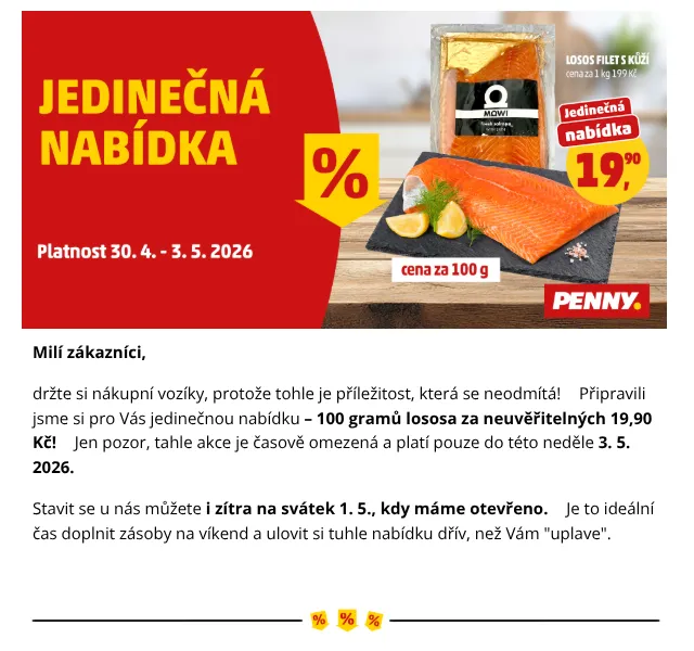 Penny: Losos 19,90 Kč – duben 2026 | Nuslet.cz