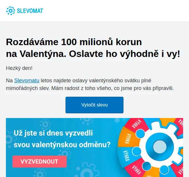 Slevomat: 100 milionů korun na Valentýna – červen 2026 | Nuslet.cz