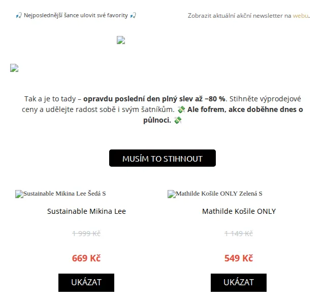 UrbanStore: Koncový výprodej se slevami až 80 % – červen 2026 | Nuslet.cz