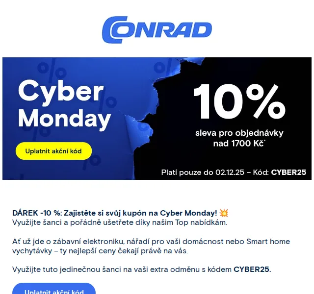 Conrad Electronic: 10% sleva na vše – červen 2026 | Nuslet.cz