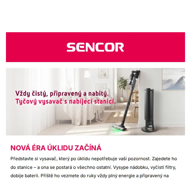 Sencor SVC 9476BK: Chytrý vysavač se samoobslužnou stanicí – Duben 2026 | Nuslet.cz