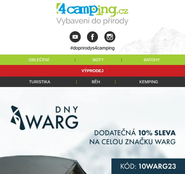 4camping: Dny WARG – dodatečná sleva 10 % – červen 2026 | Nuslet.cz
