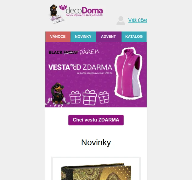 decoDoma: Dámská vesta ZDARMA k Black Friday – červen 2026 | Nuslet.cz