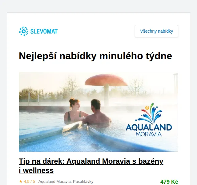 Slevomat: Aqualand Moravia a wellness pobyty – červen 2026 | Nuslet.cz