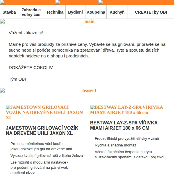 OBI Novinky: grily, sekačky a hadice za ceny od 2 699 Kč – červen 2026 | Nuslet.cz
