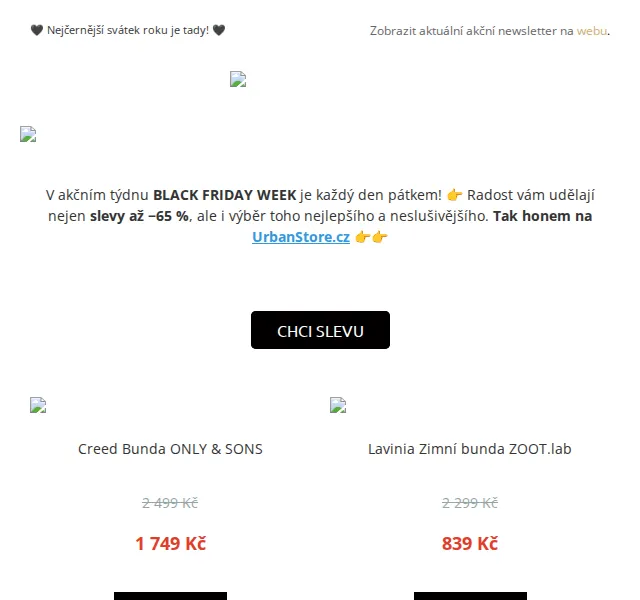 UrbanStore: Black Friday Week slevy až -65 % – červen 2026 | Nuslet.cz