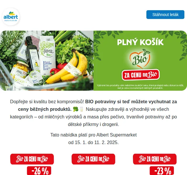 Albert: Bio za cenu nebio – akce do 11. 2. 2025 | Nuslet.cz