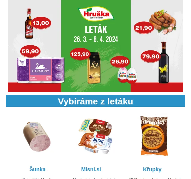Váš HRUŠKA tým: Leták s akcemi od 19,90 Kč – červen 2026 | Nuslet.cz