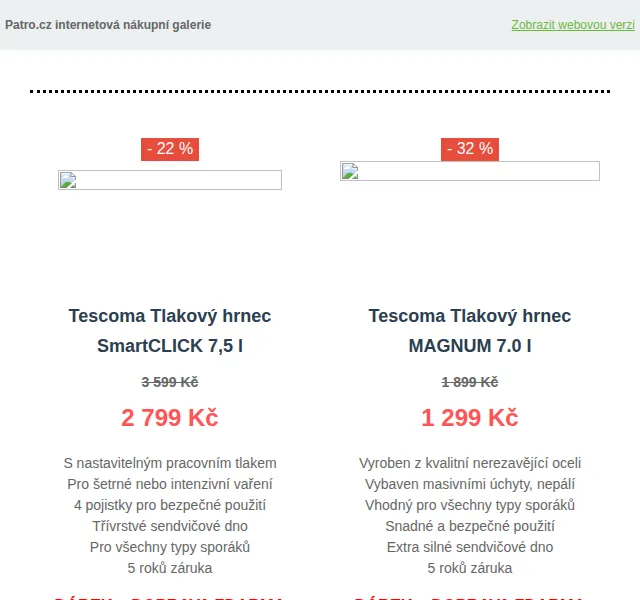 Patro.cz: Tlakové hrnce Tescoma slevy až 32 % – červen 2026 | Nuslet.cz