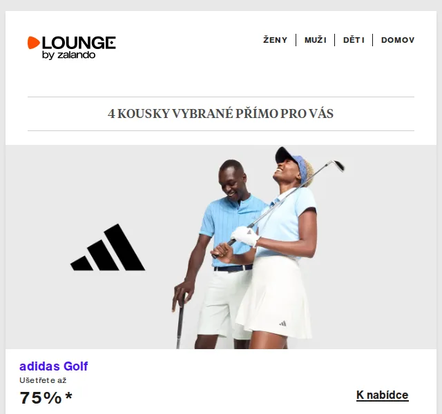 Lounge by Zalando: adidas Golf, Geox, Moschino sleva až 75 % – duben 2026