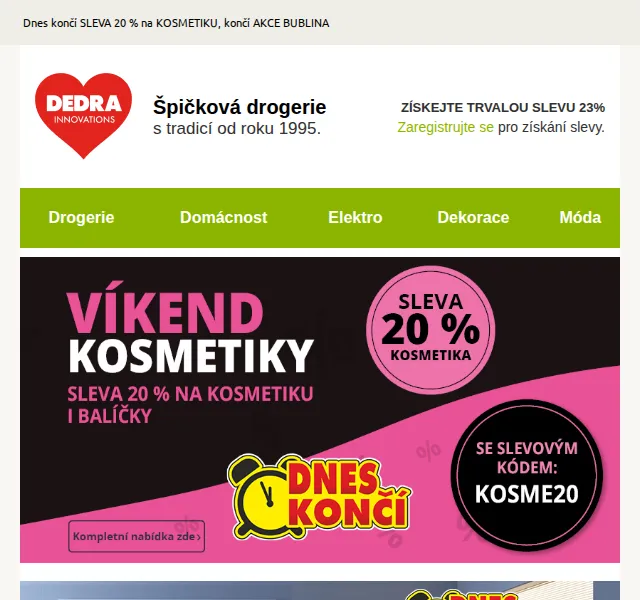 Novinky DEDRA INNOVATIONS: sleva 20 % na kosmetiku – červen 2026 | Nuslet.cz