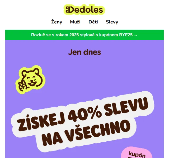 Dedoles: Sleva 40 % na ponožky a spodní prádlo – prosinec 2025 | Nuslet.cz