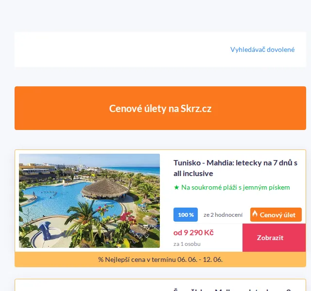 Vánoce na Skrz: Letecky k moři s all inclusive od 9 290 Kč – červen 2026 | Nuslet.cz