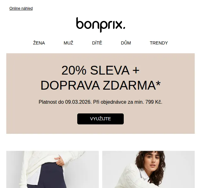 Bonprix: 20 % sleva + doprava zdarma – březen 2026 | Nuslet.cz