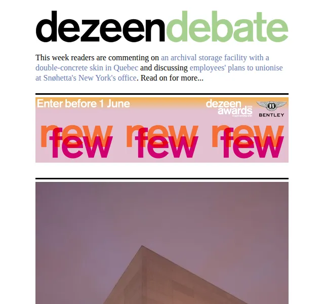 Dezeen Daily: Debata o architektuře – červen 2026 | Nuslet.cz