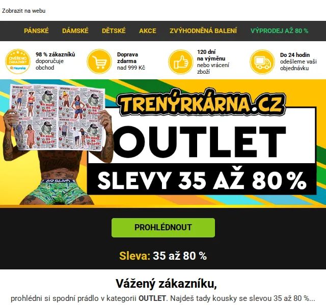 Trenýrkárna: OUTLET slevy od 35 % – červenec 2026 | Nuslet.cz
