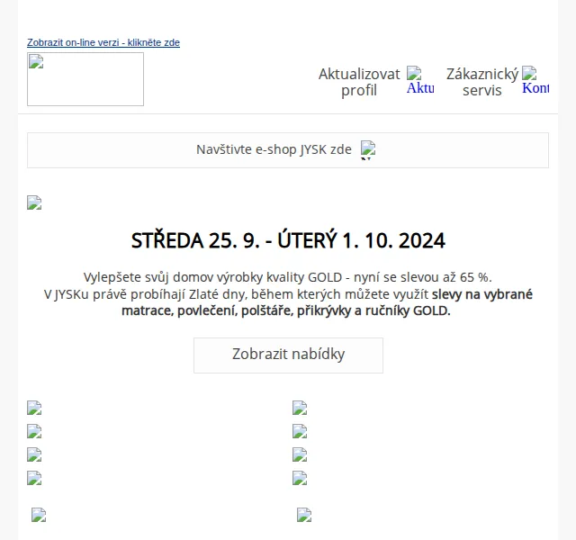 JYSK: Sleva až 65 % na výrobky GOLD – září 2024 | Nuslet.cz