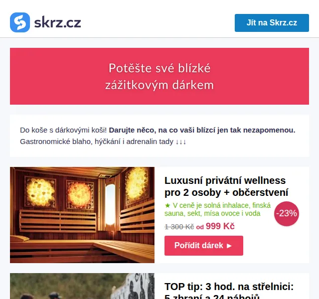 Vánoce na Skrz: dárkové zážitky se slevou až 65 % – červen 2026 | Nuslet.cz