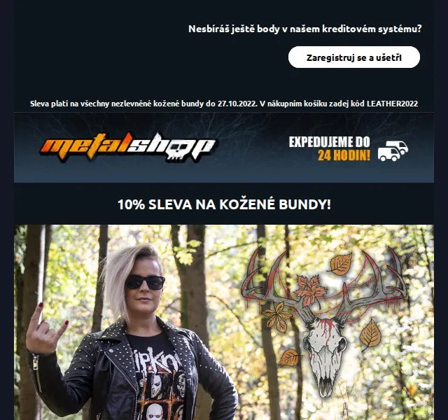 METALSHOP: 10% sleva na kožené bundy – červen 2026 | Nuslet.cz