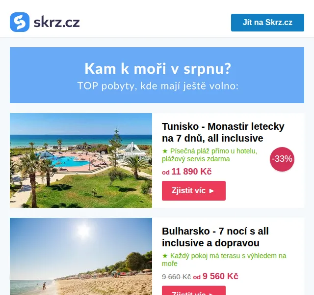 Vánoce na Skrz: Srpnová dovolená už od 9 560 Kč – červen 2026 | Nuslet.cz