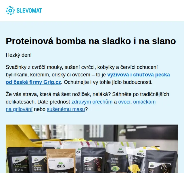 Slevomat: Hmyzí delikatesy, proteinové snacky a ořechy – červen 2026 | Nuslet.cz