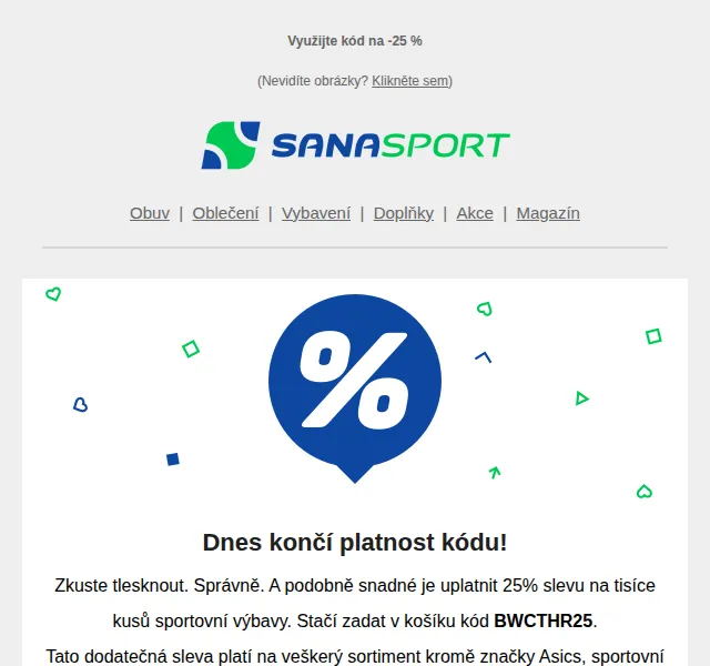 Sanasport: sleva 25 % na vše – červen 2026 | Nuslet.cz