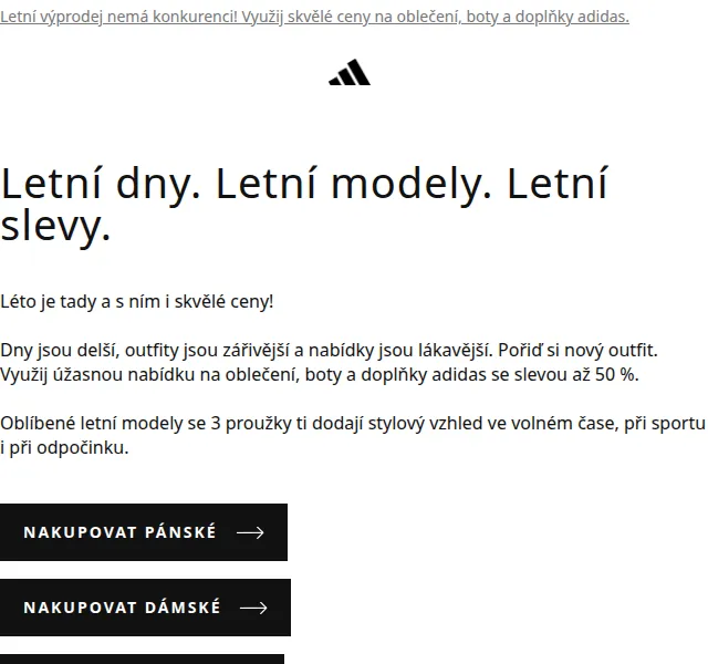 Adidas: Letní výprodej se slevou až 50 % – červen 2026 | Nuslet.cz