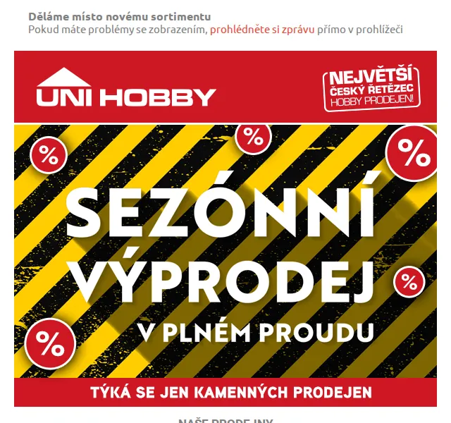 UNI HOBBY: Výprodej na prodejnách – červen 2026 | Nuslet.cz