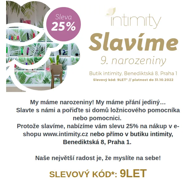 Intimity.cz: Sleva 25 % na vše – červen 2026 | Nuslet.cz