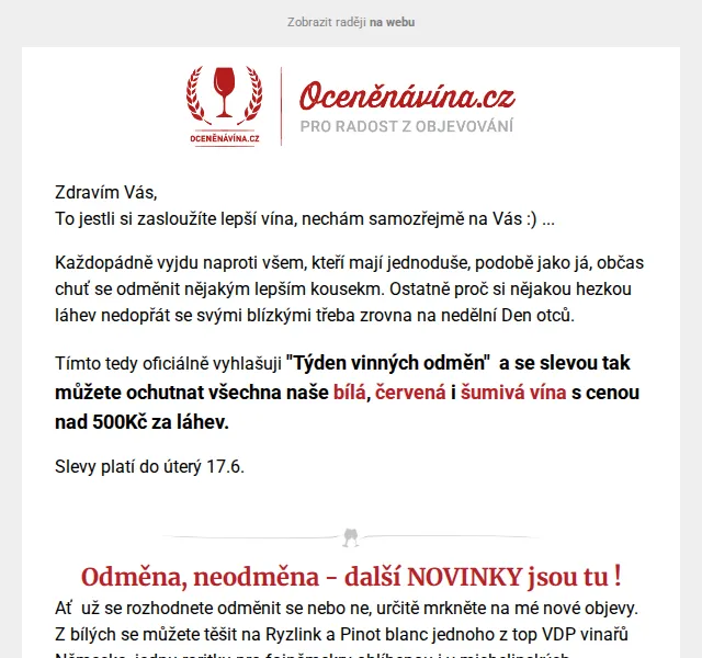 Vláďa z Oceněnávína.cz: Týden vinných odměn – slevy nad 500 Kč – červen 2026 | Nuslet.cz