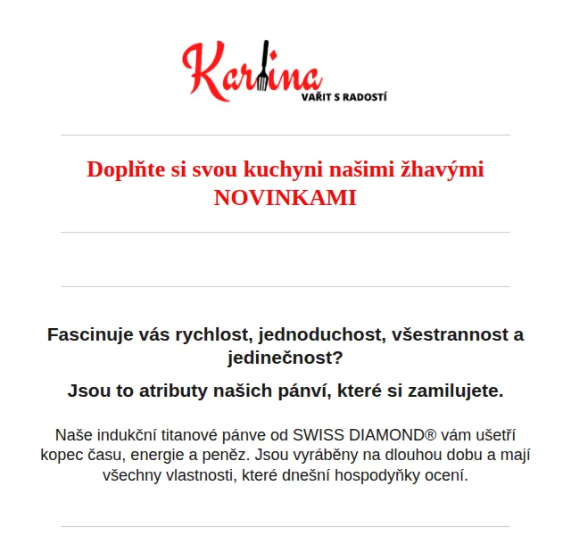 Karlina CZ: Novinky Swiss Diamond – červen 2026 | Nuslet.cz