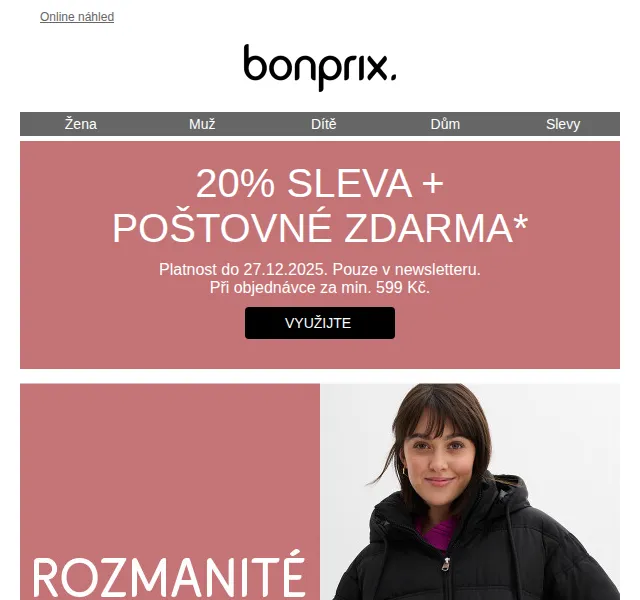 Bonprix: 20% sleva + poštovné zdarma – duben 2026