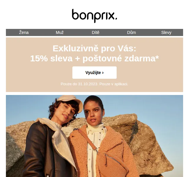 bonprix: 15% sleva a poštovné zdarma v aplikaci – červen 2026 | Nuslet.cz