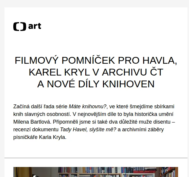 Web ČT art: Dokumenty, Knihovny a Karel Kryl – červenec 2026 | Nuslet.cz