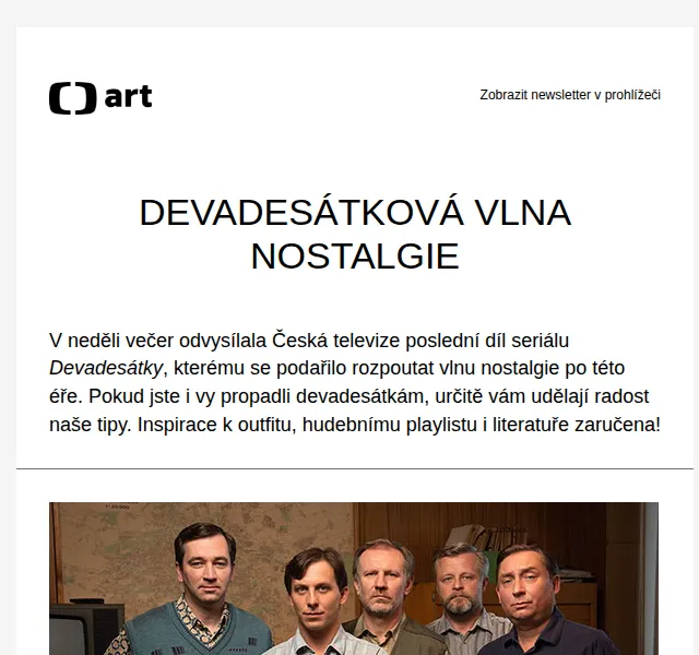 Web ČT art: Devadesátková nostalgie – červen 2026 | Nuslet.cz