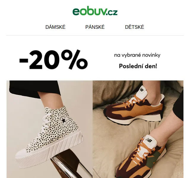 eobuv.cz: Sleva 20 % na jarní boty Nike, Adidas, Converse – červen 2026 | Nuslet.cz