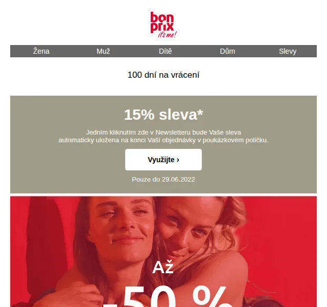 bonprix: letní slevy -50 % a -15 % na vše – červen 2026 | Nuslet.cz