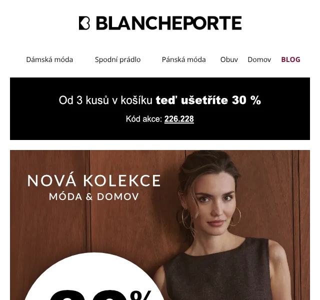 Blancheporte: -30 % od 3 ks slevový kód – září 2026
