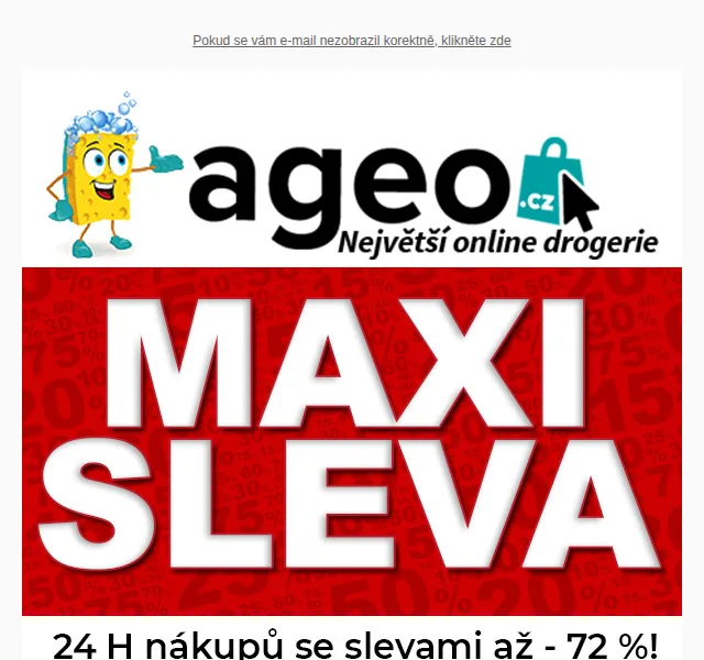 Ageo.cz: MAXI SLEVY až 72 % na drogerii a kosmetiku – červen 2026 | Nuslet.cz