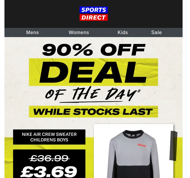 Sportsdirect: Nike Kids Crew Sweater za 90 % slevu – červen 2026 | Nuslet.cz