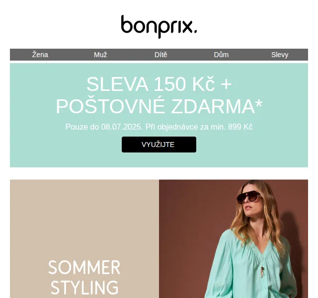 bonprix: SLEVA 150 Kč + Poštovné zdarma na letní módu – červen 2025 | Nuslet.cz