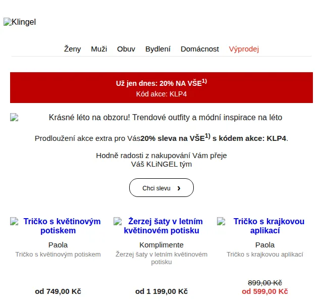 KLiNGEL: 20% sleva na vše – červen 2026 | Nuslet.cz