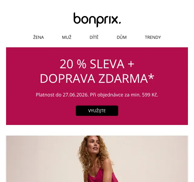 Bonprix: 20 % sleva + doprava zdarma – červen 2026 | Nuslet.cz