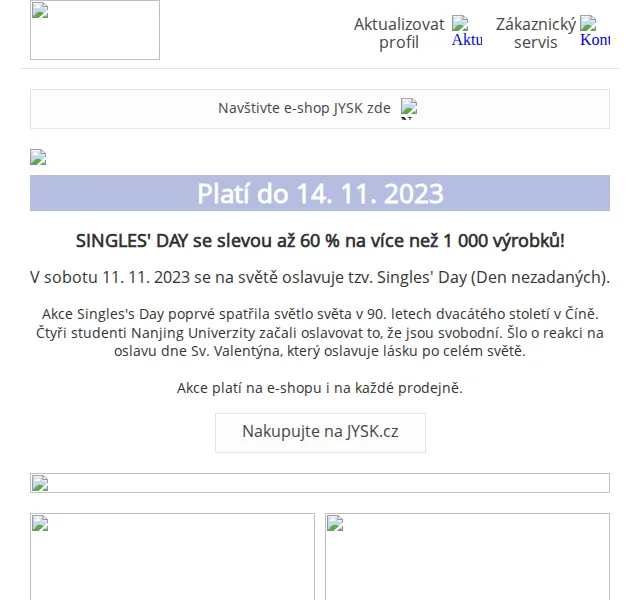 JYSK: Singles' Day – sleva až 60 % na nábytek a bytové doplňky – červen 2026 | Nuslet.cz