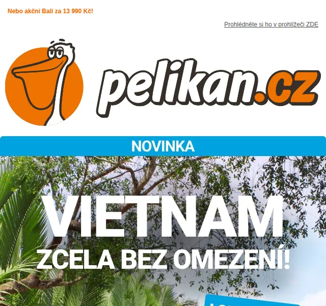 ✈ Pelikan.cz: Vietnam bez omezení a letenky od 12 990 Kč – červen 2026 | Nuslet.cz