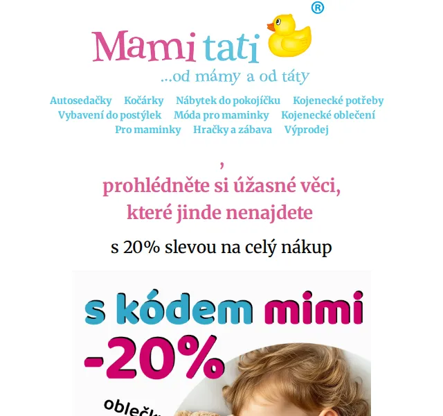 Mamitati.cz: 20% sleva na celý nákup – červen 2026 | Nuslet.cz