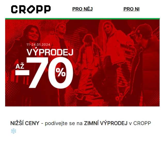 Cropp: Zimní výprodej s dopravou zdarma – červenec 2026 | Nuslet.cz
