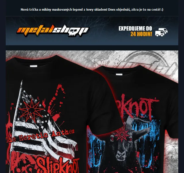 METALSHOP: SLIPKOT merch – trička a mikiny od 499 Kč – červen 2026 | Nuslet.cz